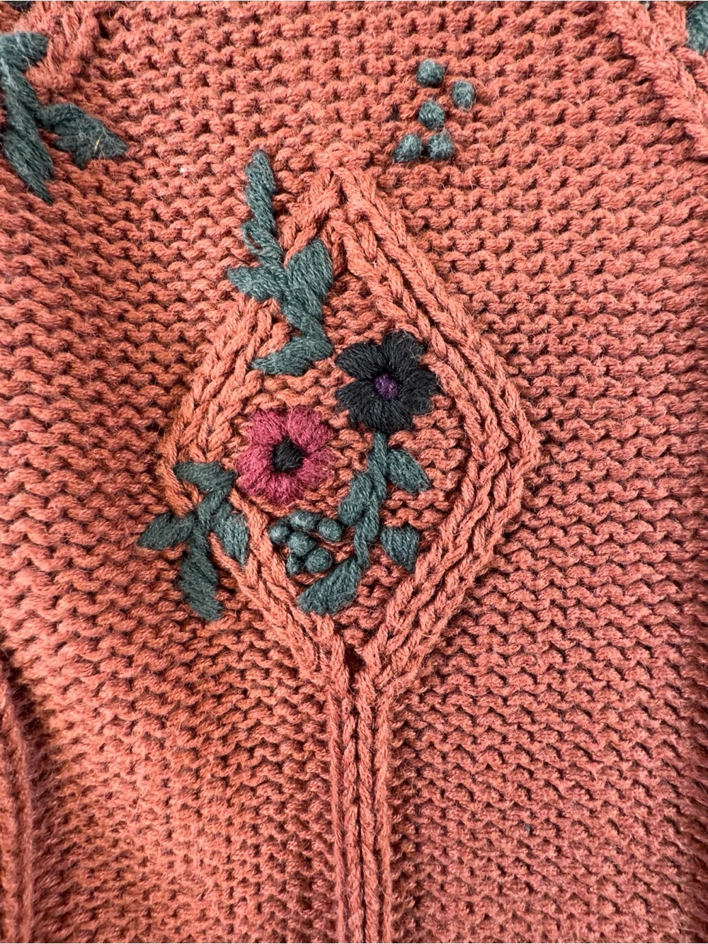 Vintage Lord Isaacs 80s 90s Floral Embroidered Ramie Cotton Style Sweater M/L - Picture 4 of 11